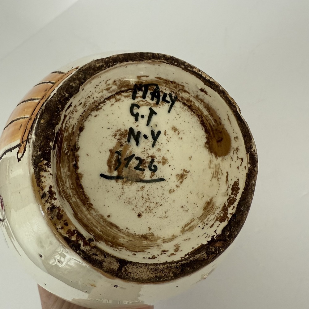 Vintage Italian Pottery Vase Hand Painted Floral Italy 7" Tall Decor READ - Picture 8 of 8